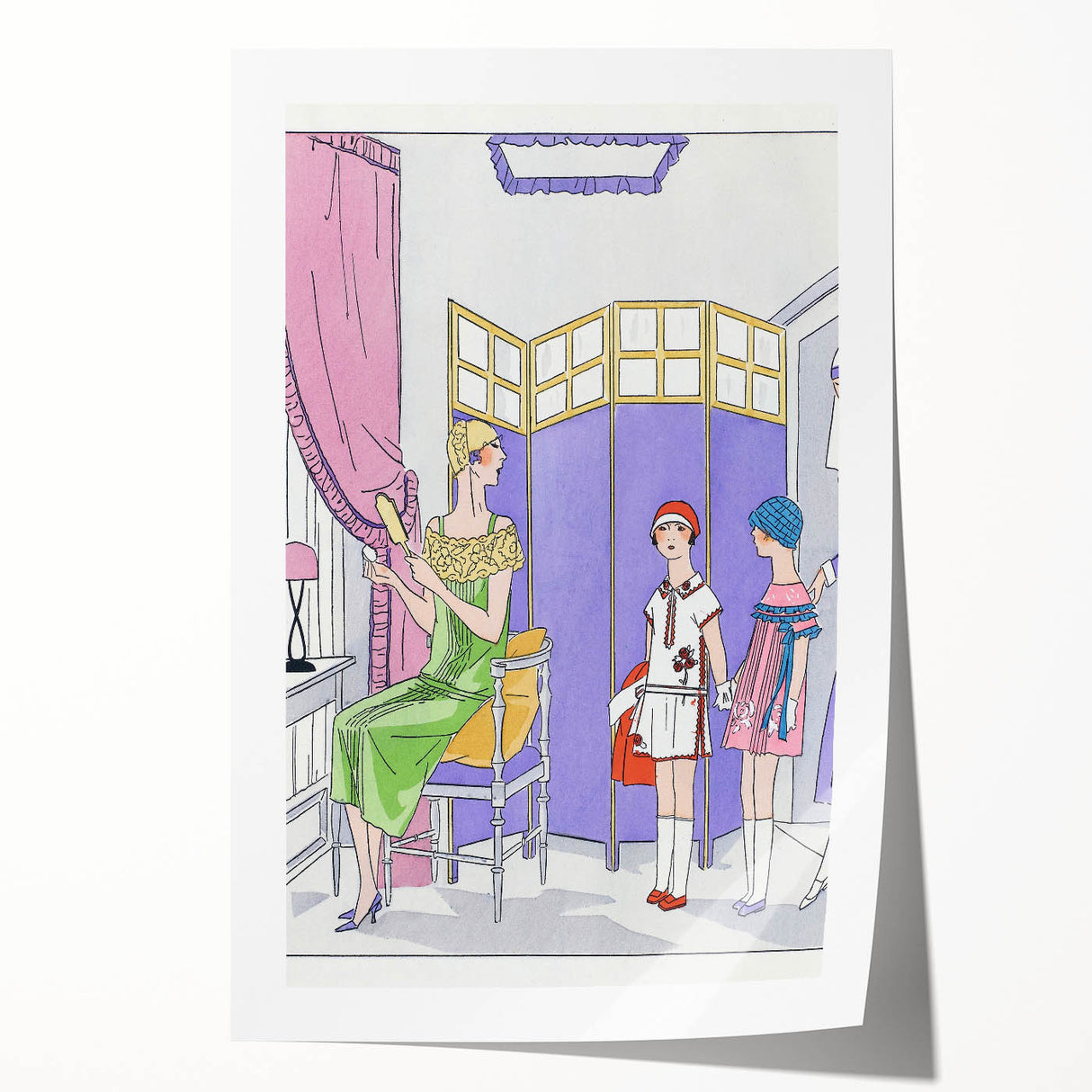 Vintage Fashion Art Deco Wall Art – Pastel Colors & Elegant 1920s Scene