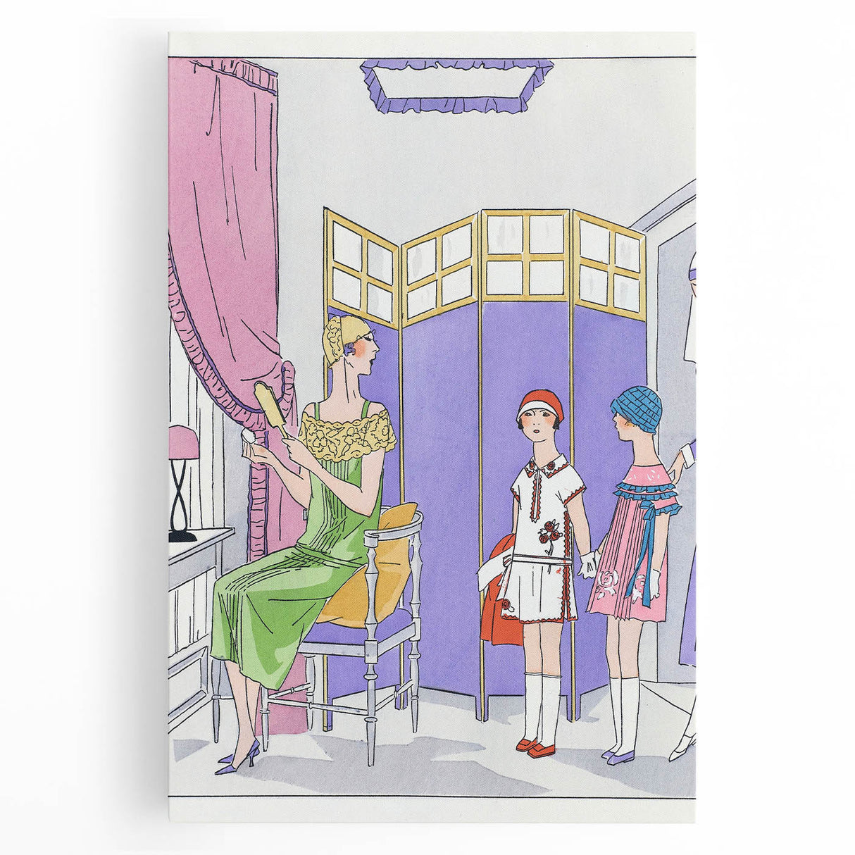 Vintage Fashion Art Deco Wall Art – Pastel Colors & Elegant 1920s Scene