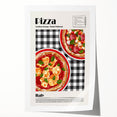 Rolled print of various food dishes in muted earth tones, ideal for art wall dining room decor.