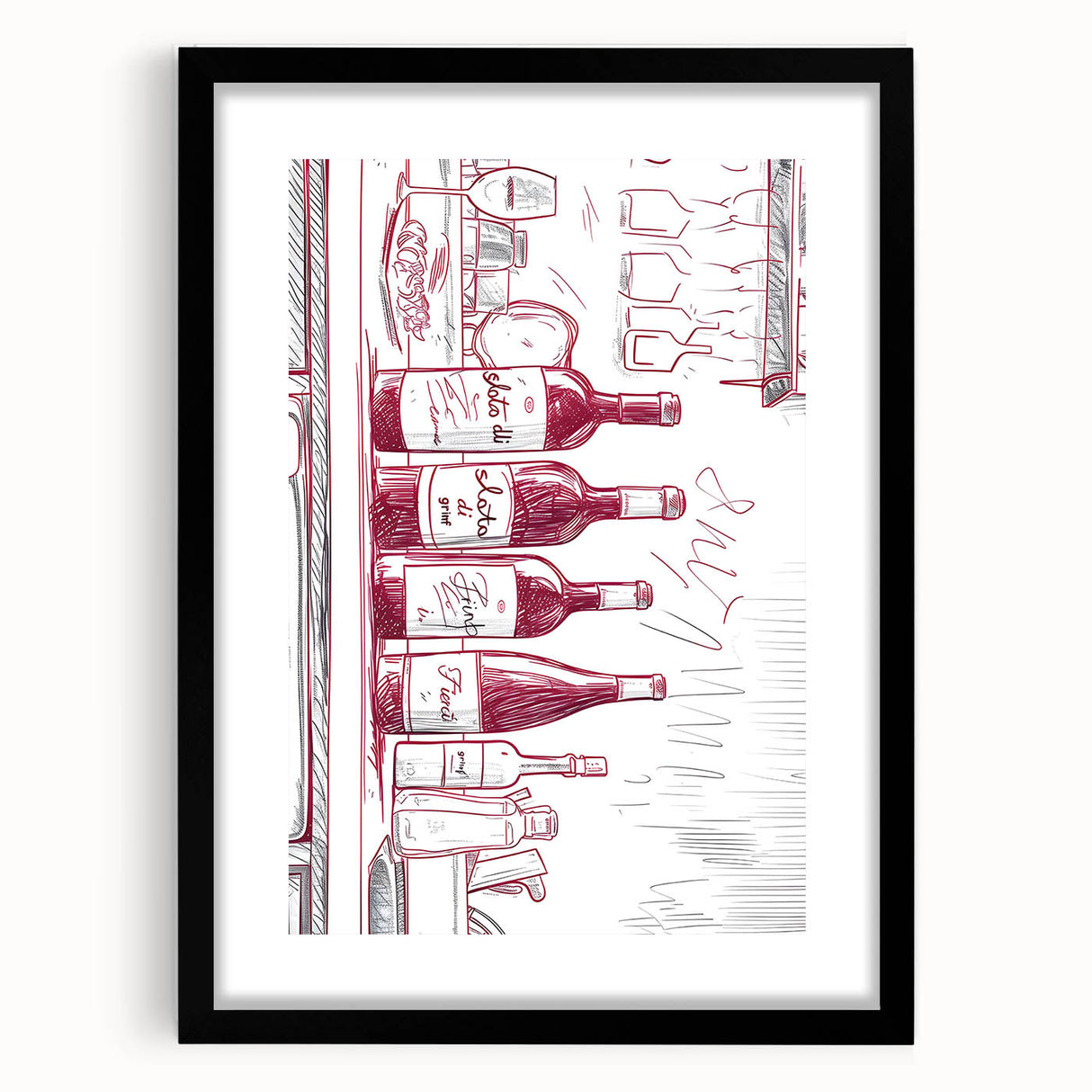 Extra large abstract art print featuring vibrant, textured strokes of multiple colors on a framed black mat.