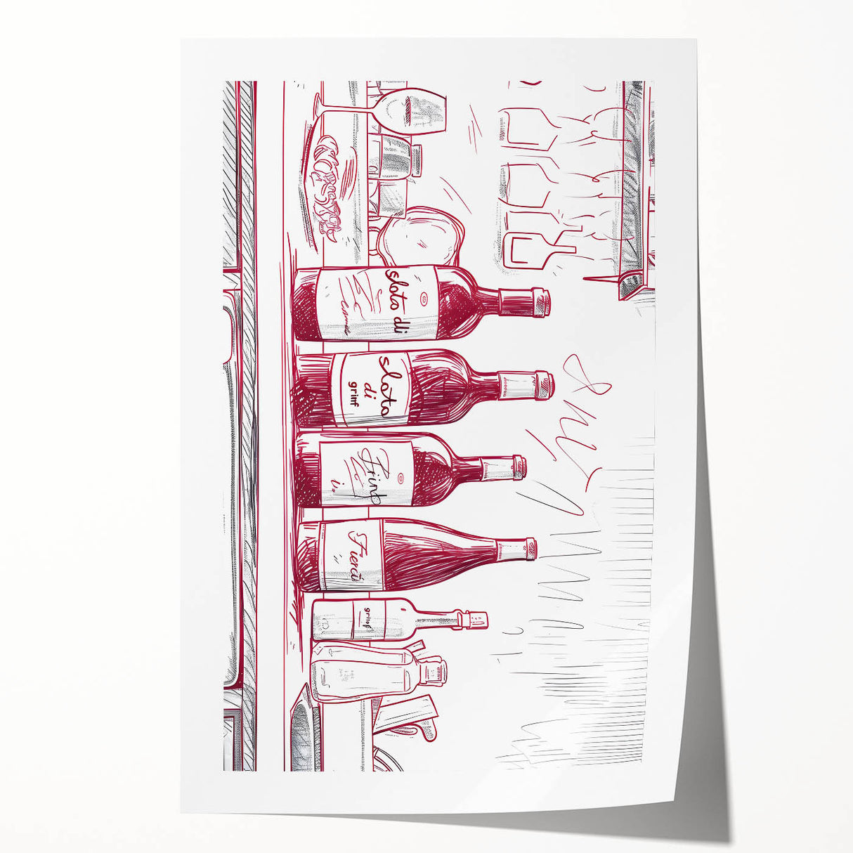 Extra large rolled print featuring a floral design in soft pastel shades, ideal for art wall dining room.