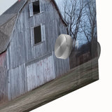 Close-up of a landscape barn acrylic glass design showcasing vibrant colors and intricate details, ideal for home decor or art enthusiasts. The image highlights the glossy finish and texture, enhancing visual appeal for contemporary interior settings.