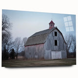 Acrylic glass side view of a landscape barn design showcasing vibrant colors and detailed textures, perfect for enhancing home decor with rustic charm.