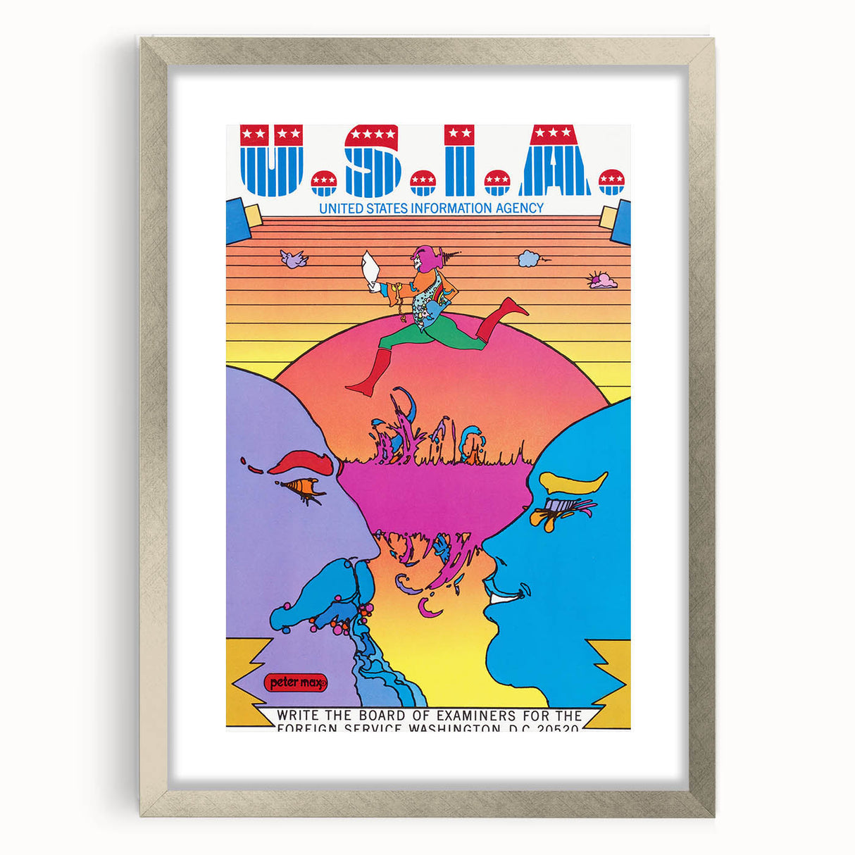 Modern Wall Art: Bold U.S.I.A. Psychedelic Poster by Peter Max