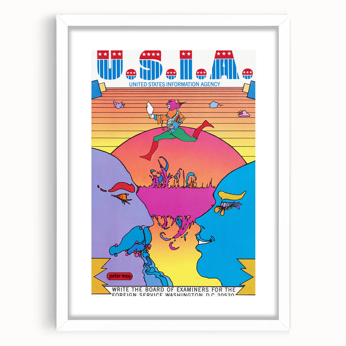 Modern Wall Art: Bold U.S.I.A. Psychedelic Poster by Peter Max