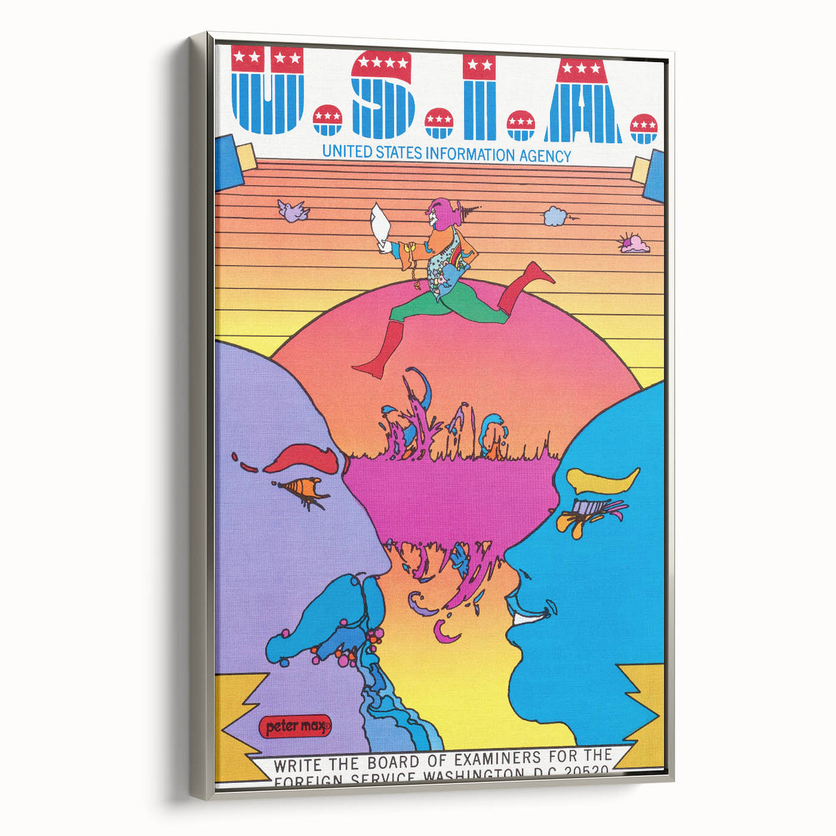 Modern Wall Art: Bold U.S.I.A. Psychedelic Poster by Peter Max