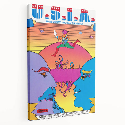 Modern Wall Art: Bold U.S.I.A. Psychedelic Poster by Peter Max