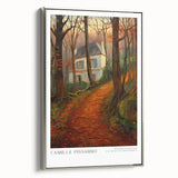 Landscape art painting featuring a field in muted green, sky in soft blue on a silver-framed canvas.