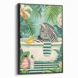 Tropical Zebra Bathroom Wall Art - Vibrant and Playful Bathroom Decor