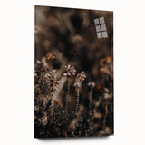 Large abstract wall art in autumnal hues on acrylic glass, suitable for bedroom or dining room decor.