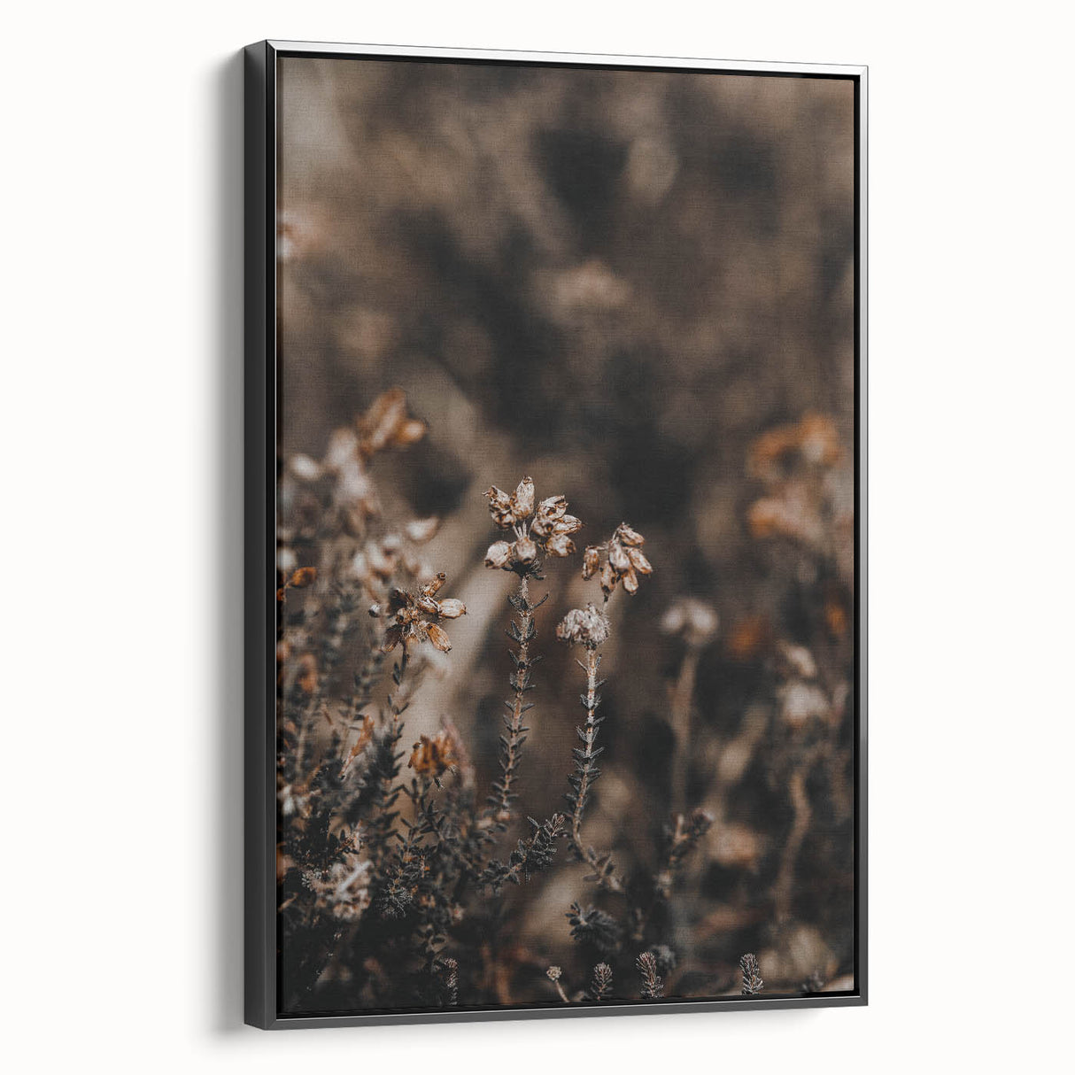 Black and white vintage poster art of a fall landscape on framed canvas, ideal for bedroom wall decor.
