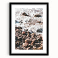 Extra large abstract art print featuring a colorful, textured design on a black framed canvas, ideal for living room decor.