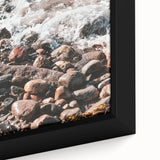 Close-up of extra large black wall art on canvas featuring a colorful, textured abstract design, ideal for living room decor.