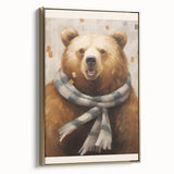Framed canvas featuring a winter landscape scene in muted gray and white tones, ideal for bedroom wall decor.