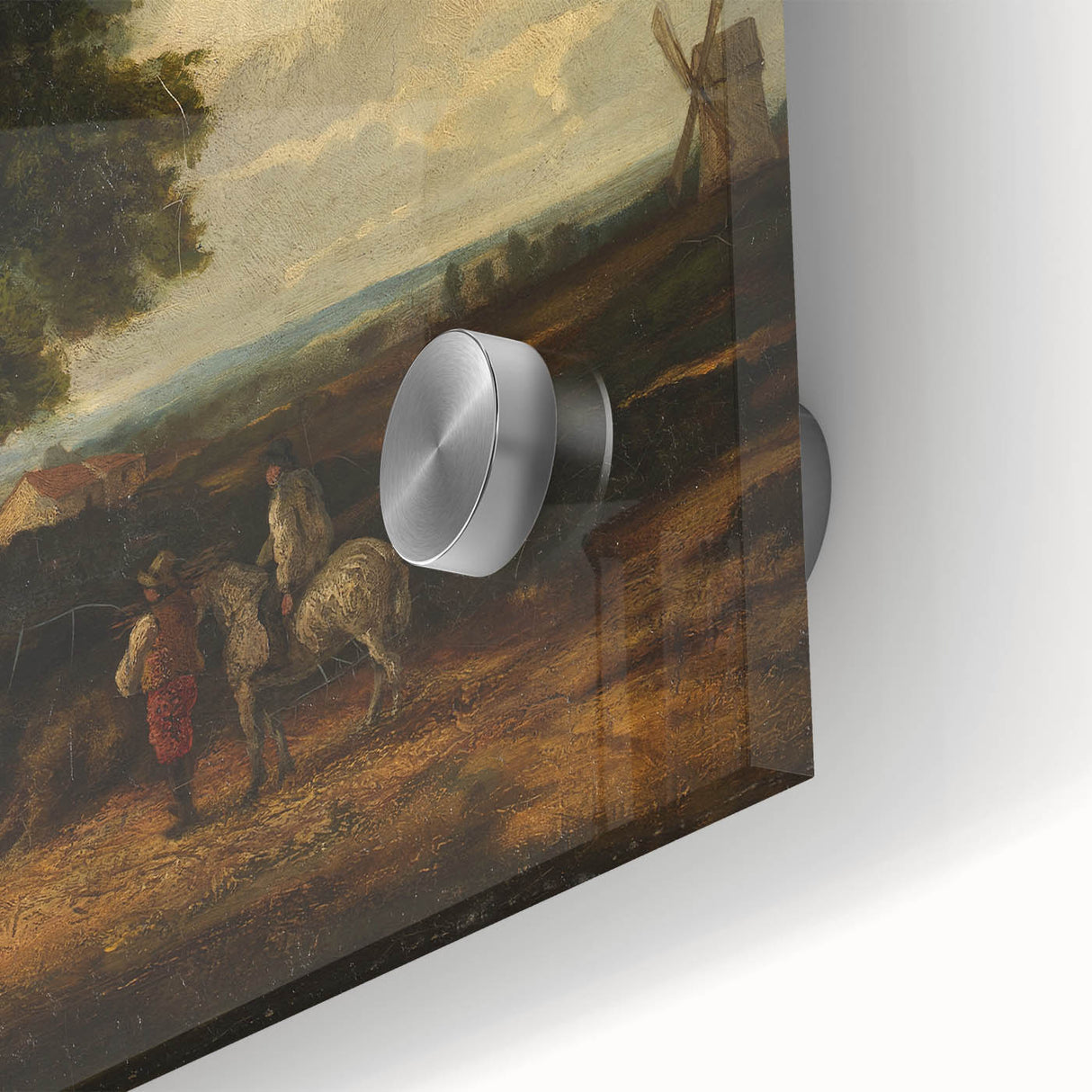 Modern Wall Art: Countryside Scene with Windmill and Tree Landscape