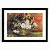 Impressionism Wall Art - Vase with Sunflowers and Roses by Van Gogh