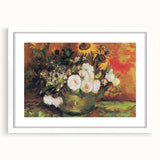 Impressionism Wall Art - Vase with Sunflowers and Roses by Van Gogh