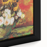 Impressionism Wall Art - Vase with Sunflowers and Roses by Van Gogh