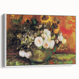Impressionism Wall Art - Vase with Sunflowers and Roses by Van Gogh