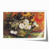Impressionism Wall Art - Vase with Sunflowers and Roses by Van Gogh
