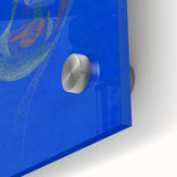 Modern Wall Art: Abstract Portrait on Bold Blue Background