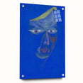 Modern Wall Art: Abstract Portrait on Bold Blue Background