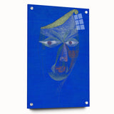 Modern Wall Art: Abstract Portrait on Bold Blue Background