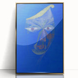 Modern Wall Art: Abstract Portrait on Bold Blue Background