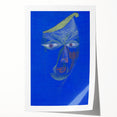 Modern Wall Art: Abstract Portrait on Bold Blue Background