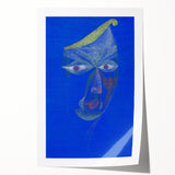 Modern Wall Art: Abstract Portrait on Bold Blue Background