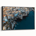 Framed canvas artwork depicting a breathtaking landscape of cliffs, showcasing rich colors and intricate details, ideal for enhancing home decor.