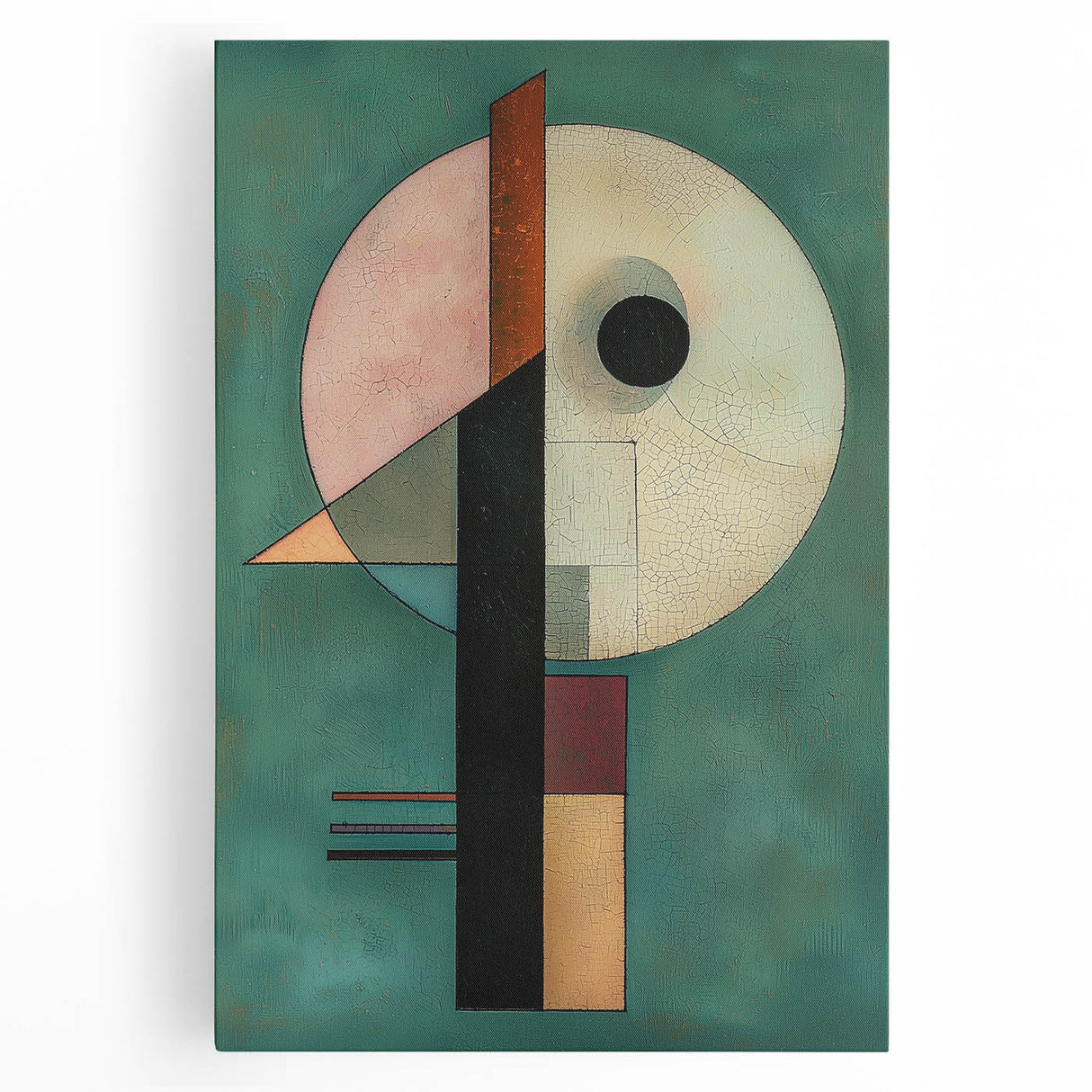 Geometric Abstract Bedroom Wall Art – Black and Green Canvas
