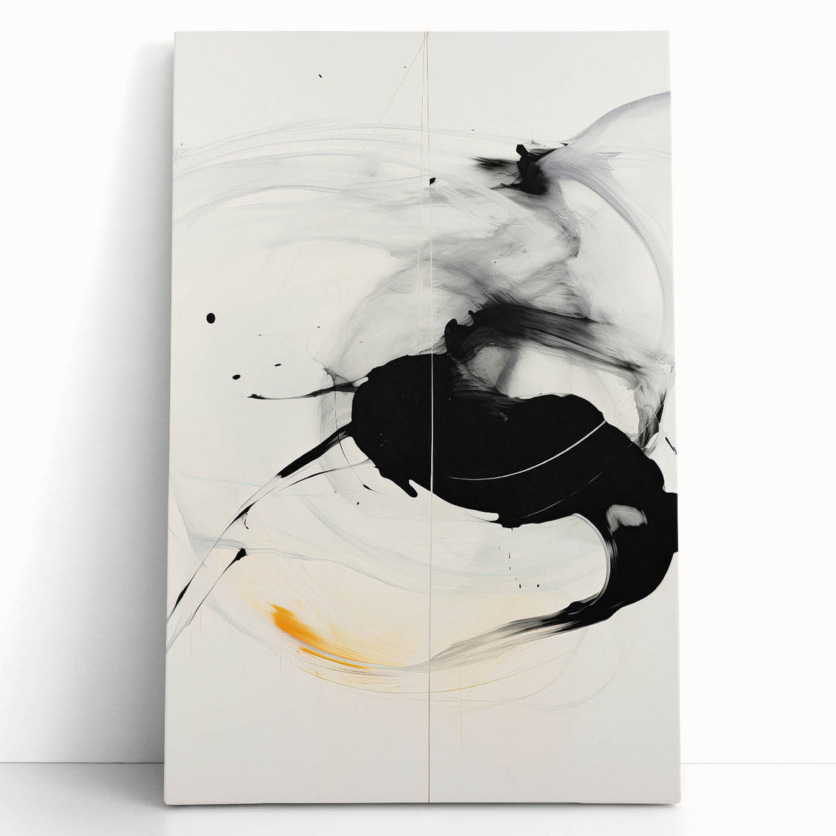 Contemporary Dining Art Pieces – Fluid Black & Gold Canvas