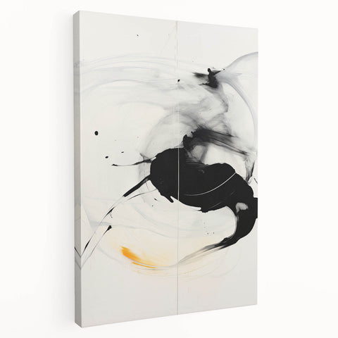 Contemporary Dining Art Pieces – Fluid Black & Gold Canvas