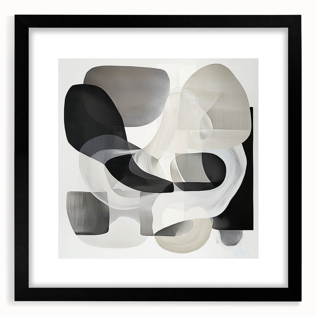 Modern Monochrome Living Room Wall Art – Abstract Black & Gray