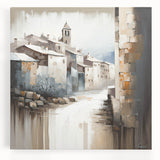 Abstract architectural wall art in a stretched canvas format, showcasing geometric shapes and vibrant colors, perfect for modern home decor and artistic expression.