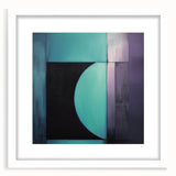 Abstract geometric frame with a white mat, showcasing a modern design featuring bold lines and shapes, ideal for contemporary home decor and art displays.