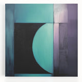 Abstract geometric stretched canvas artwork showcasing vibrant colors and intricate patterns, ideal for modern home decor and artistic interior design.