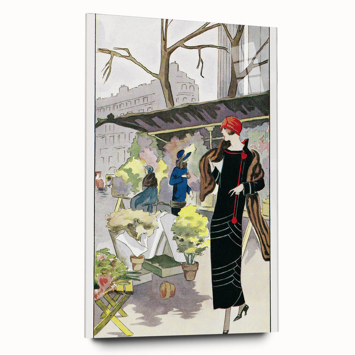 Chic Art Deco Street Scene Wall Art – Vintage 1920s Fashion Illustration