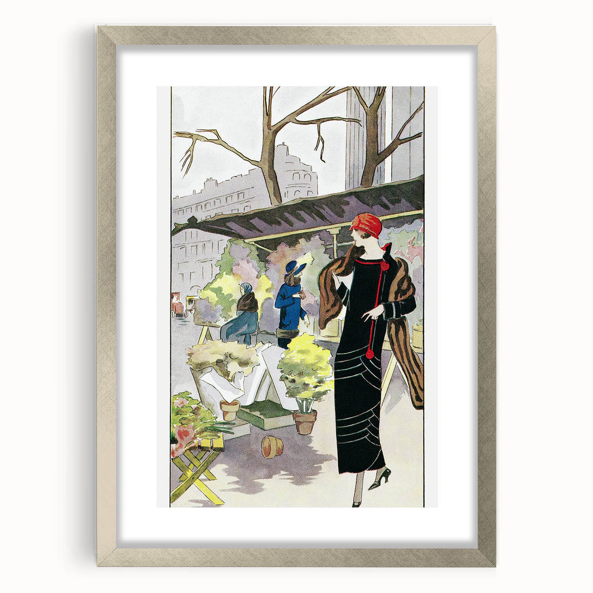 Chic Art Deco Street Scene Wall Art – Vintage 1920s Fashion Illustration