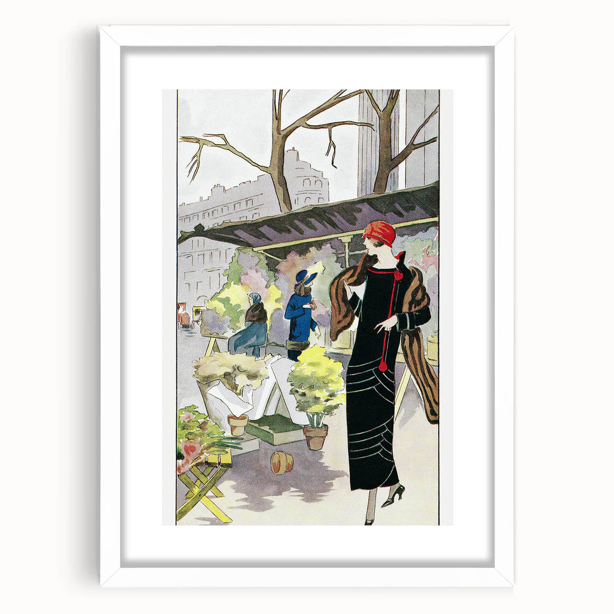 Chic Art Deco Street Scene Wall Art – Vintage 1920s Fashion Illustration