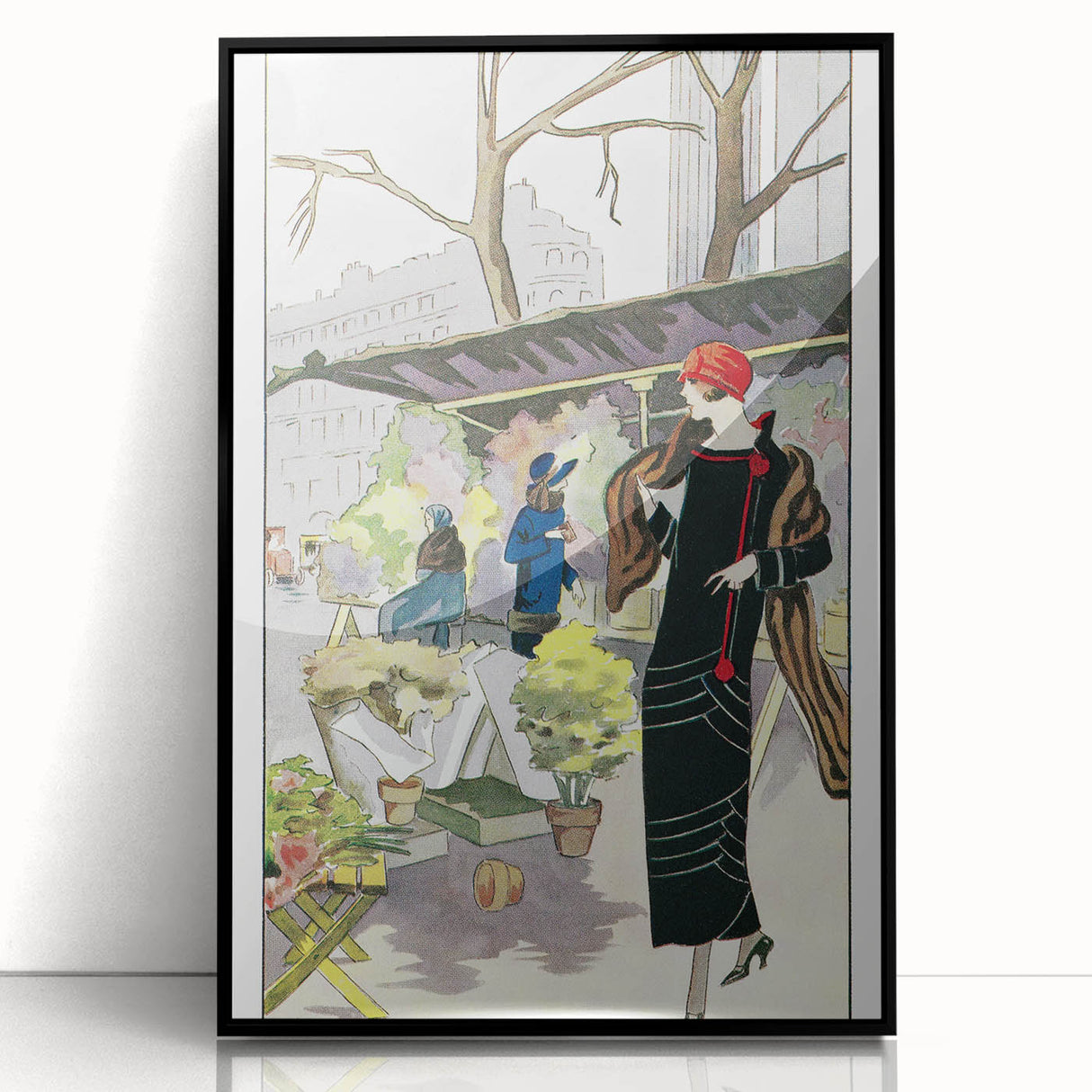 Chic Art Deco Street Scene Wall Art – Vintage 1920s Fashion Illustration