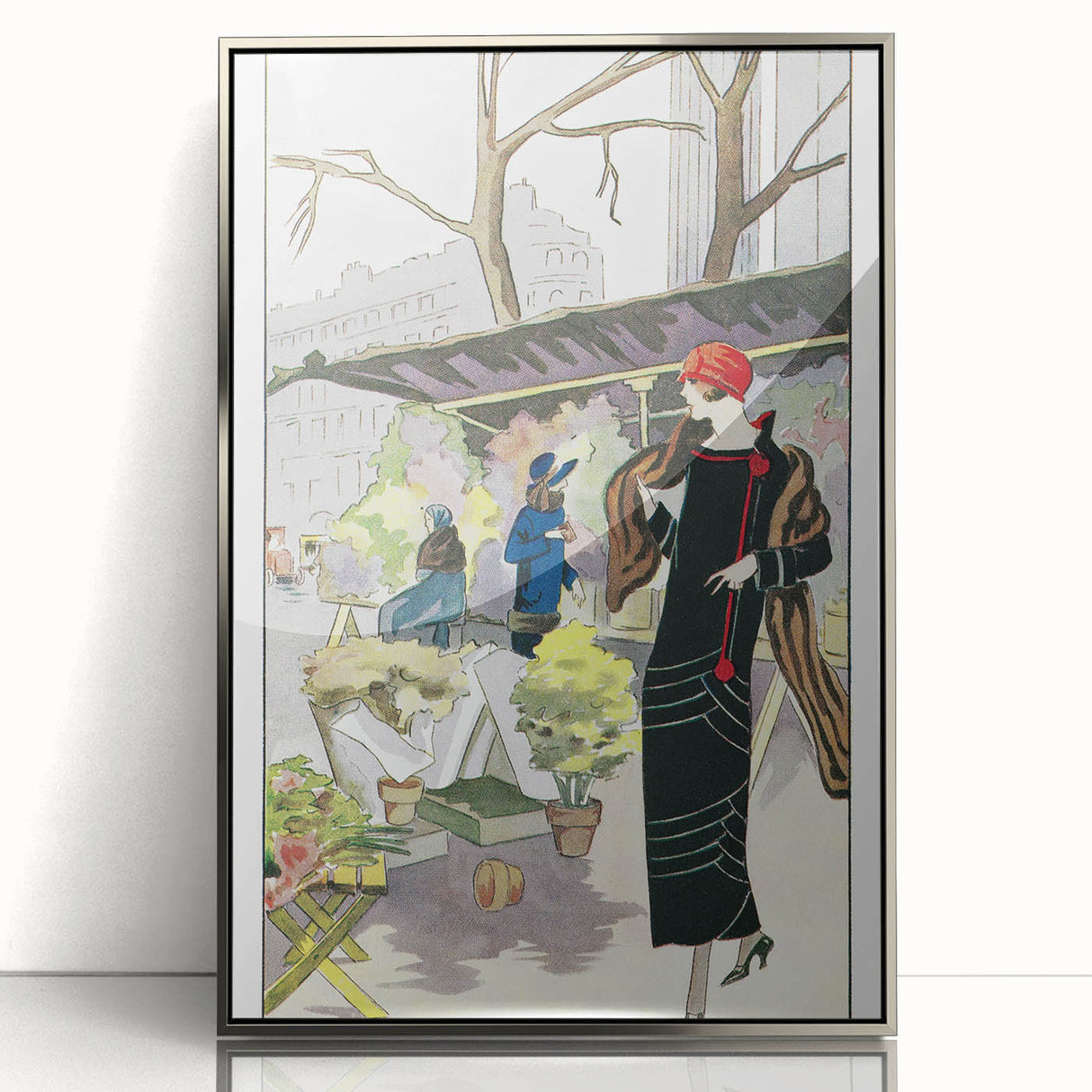 Chic Art Deco Street Scene Wall Art – Vintage 1920s Fashion Illustration