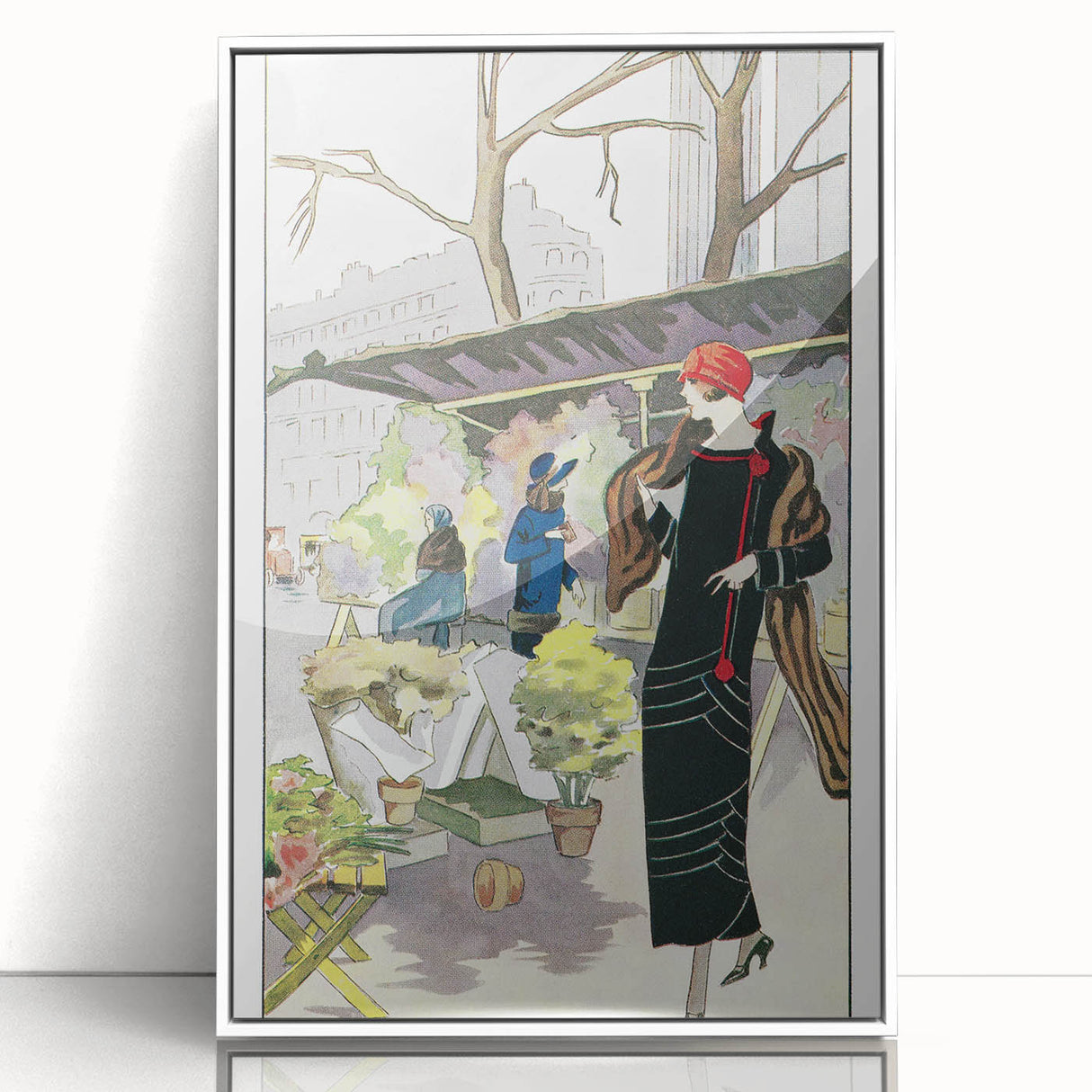 Chic Art Deco Street Scene Wall Art – Vintage 1920s Fashion Illustration
