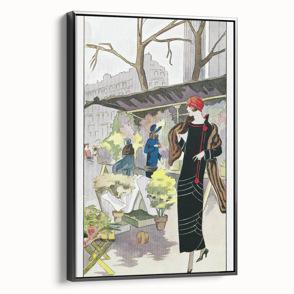 Chic Art Deco Street Scene Wall Art – Vintage 1920s Fashion Illustration