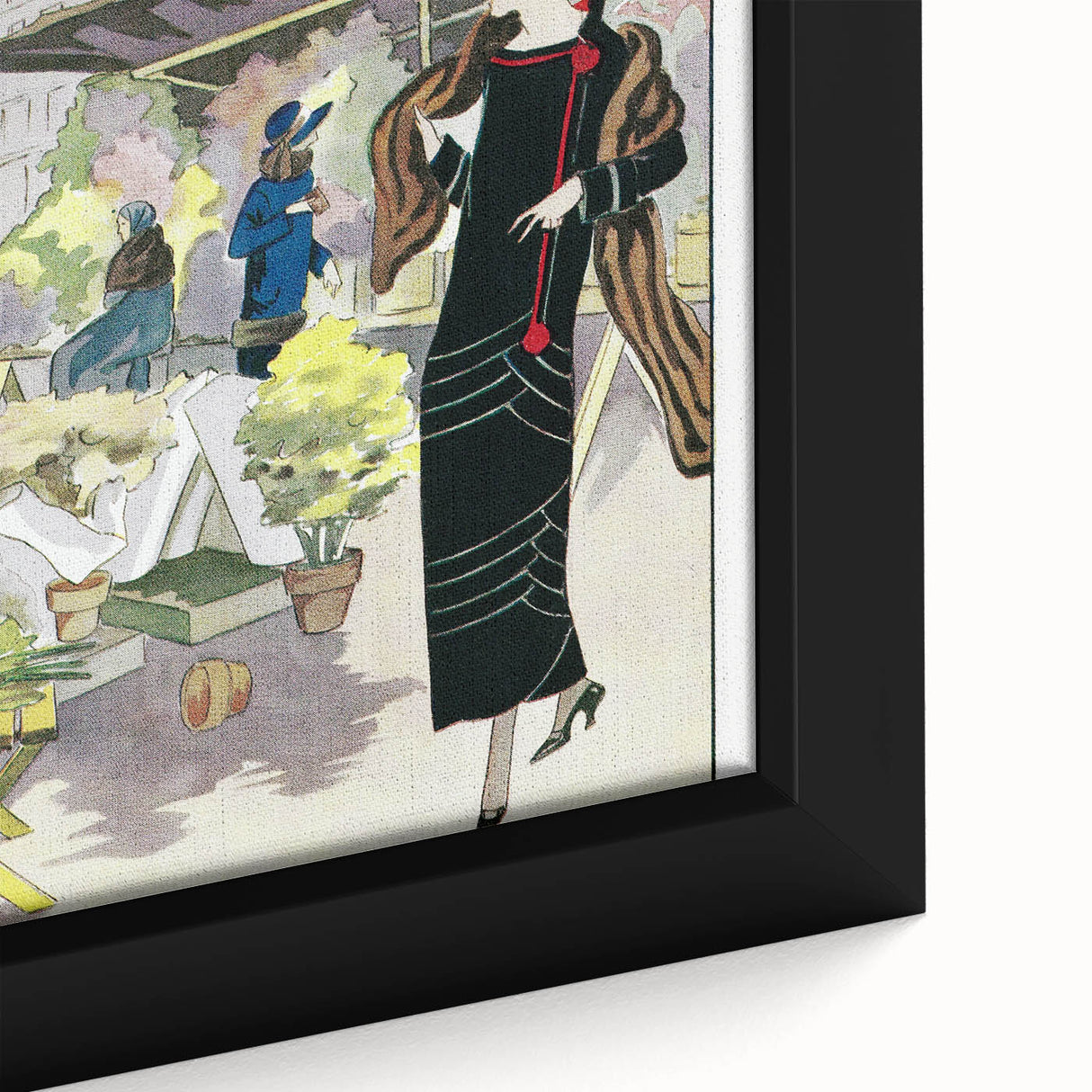 Chic Art Deco Street Scene Wall Art – Vintage 1920s Fashion Illustration