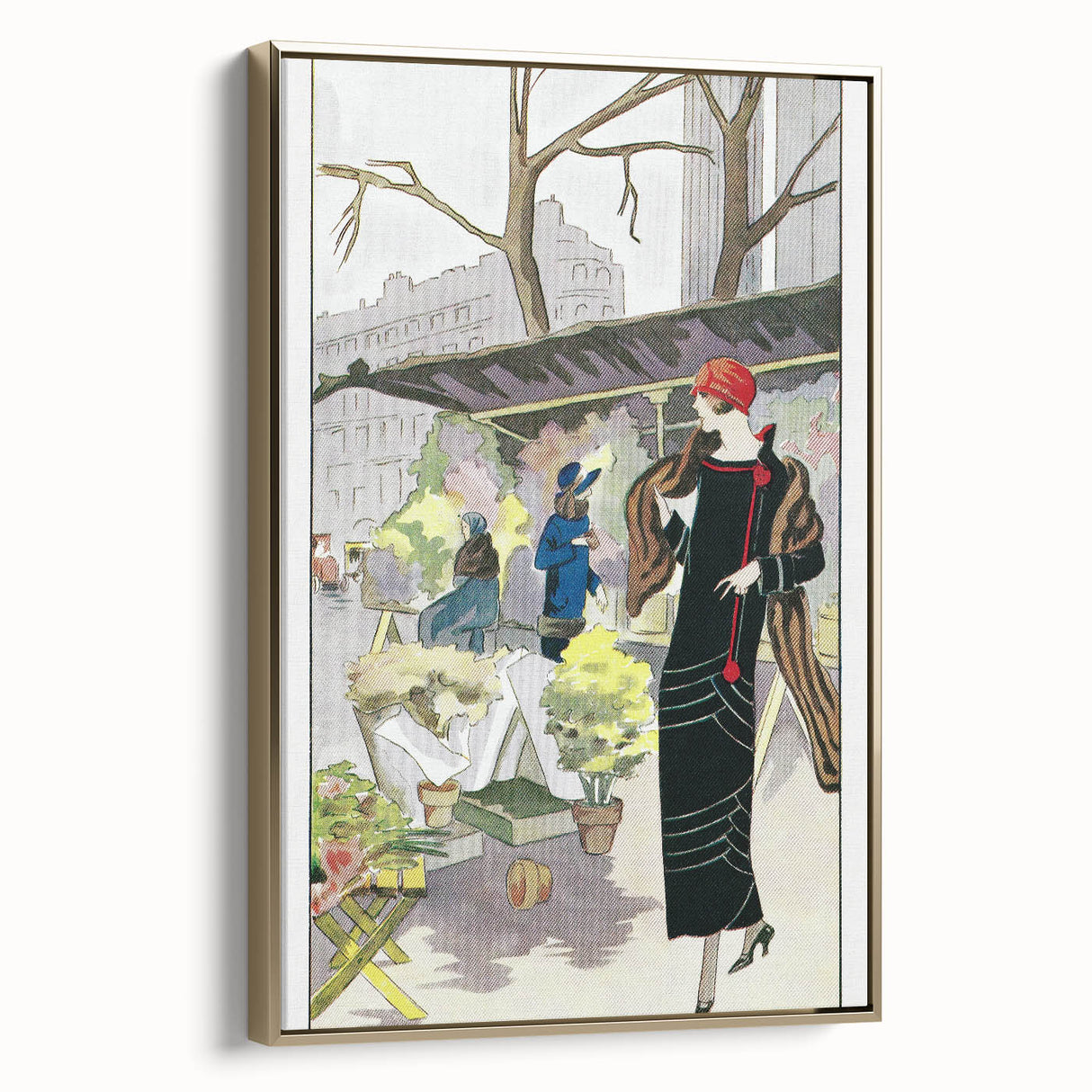 Chic Art Deco Street Scene Wall Art – Vintage 1920s Fashion Illustration