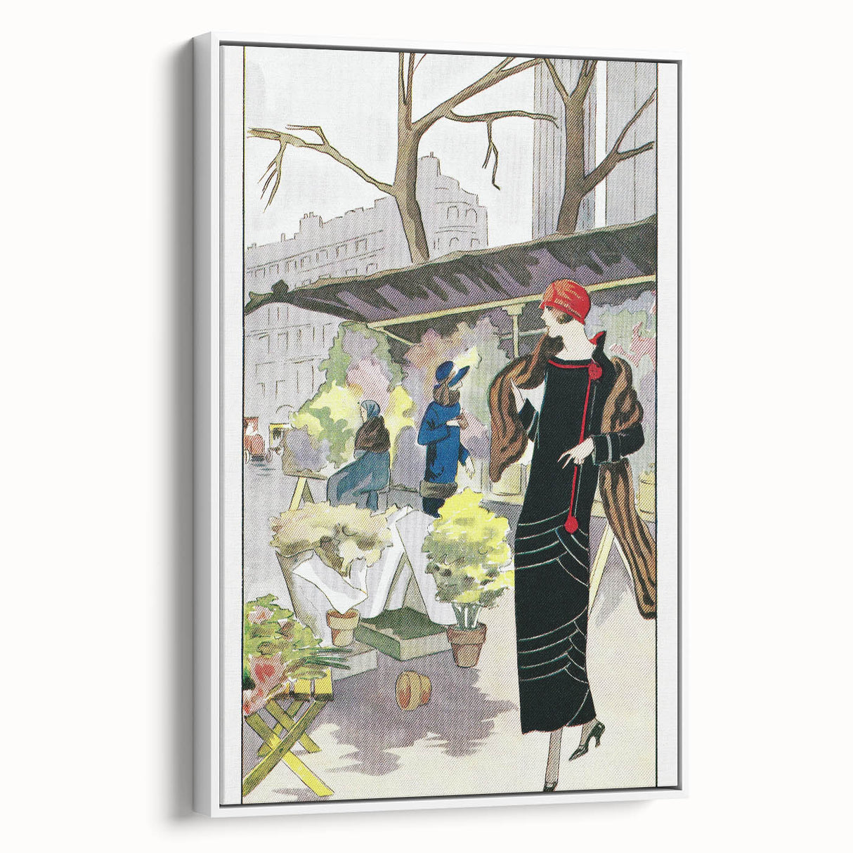 Chic Art Deco Street Scene Wall Art – Vintage 1920s Fashion Illustration