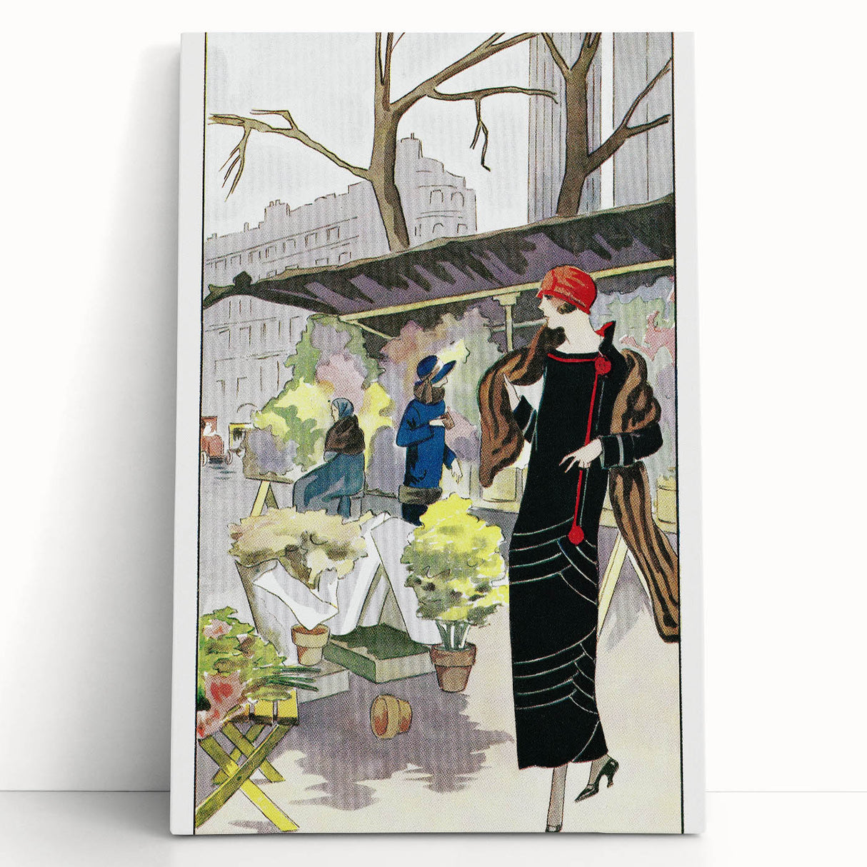Chic Art Deco Street Scene Wall Art – Vintage 1920s Fashion Illustration