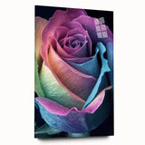 Large abstract floral design in muted green and pink tones on acrylic glass, suitable for bedroom or dining room decor.
